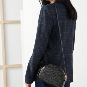 & Other Stories Half Moon Croc Embossed Crossbody Bag in Black